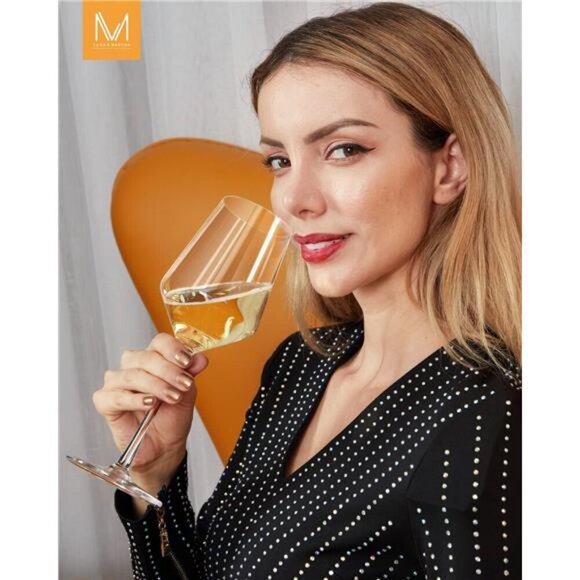 Red Wine Glasses Set of 4-Premium Crystal Wine Glasses Hand Blown-15 oz,Thin Rim - Picture 3 of 7